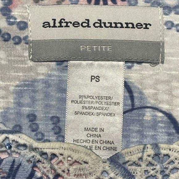 Alfred Dunner Top Womens S Petite White Floral Lace Studded Short‎ Sleeve Shirt - Picture 5 of 7